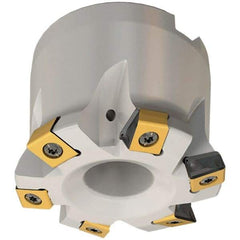 Iscar - 6 Inserts, 2.48" Cutter Diam, 0.071" Max Depth of Cut, Indexable High-Feed Face Mill - 1.063" Arbor Hole Diam, 0.488" Keyway Width, 1.969" High, FTP-LN10 Toolholder, LNHT 1006 Inserts, Series Helitang - First Tool & Supply