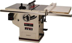 Jet - 10" Blade Diam, 5/8" Arbor Diam, 1 Phase Table Saw - 5 hp, 65" Wide x 36" Deep x 38" High, 230 Volt, 3" Cutting Depth - First Tool & Supply