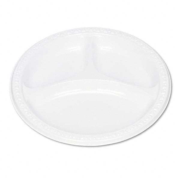 Tablemate Products - Plastic Dinnerware, Compartment Plates, 9" Diam, White, 125/Pack - First Tool & Supply