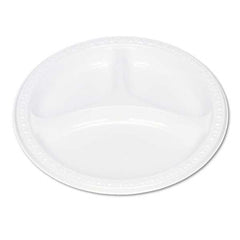 Tablemate Products - Plastic Dinnerware, Compartment Plates, 9" Diam, White, 125/Pack - First Tool & Supply