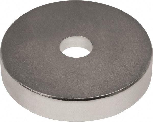 Mag-Mate - 1" Long x 1" Diam x 1/8" High, 1 Mounting Hole, 20 Poles, Ring Neodymium Rare Earth Holding Magnet - 16.6 Lb Average & 33.2 Lb Max Pull Force, 0.19 Mounting Hole, Through Hole Style, 180°F Max Operating Temp - First Tool & Supply