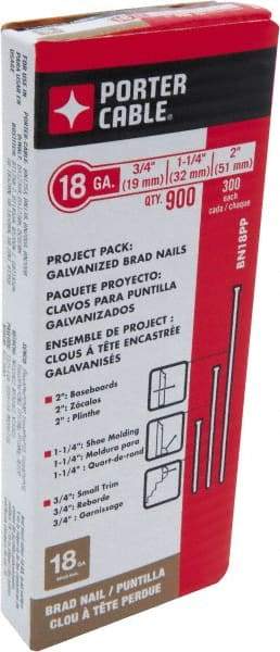 Porter-Cable - 18 Gauge 2" Long Brad Nails for Power Nailers - Steel, Galvanized Finish, Smooth Shank, Straight Stick Collation, Brad Head, Chisel Point - First Tool & Supply