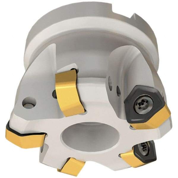 Iscar - 5 Inserts, 1.52" Cutter Diam, 0.106" Max Depth of Cut, Indexable High-Feed Face Mill - 3/4" Arbor Hole Diam, 0.312" Keyway Width, 1.5" High, MF FWX-07 Toolholder, H600 WXCU Inserts, Series Helido - First Tool & Supply