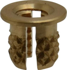 E-Z LOK - #4-40 UNC Brass Flanged Press Fit Threaded Insert for Plastic - 3/16" OAL, 0.166" Insert Diam, 5/32" Hole Diam, 5/32" Drill - First Tool & Supply