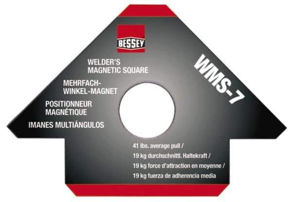 Bessey - 4-3/4" Wide x 9/16" Deep x 3-1/4" High Magnetic Welding & Fabrication Square - 41 Lb Average Pull Force - First Tool & Supply