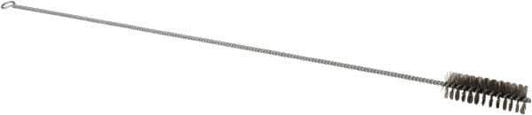 Schaefer Brush - 3" Long x 1" Diam Stainless Steel Long Handle Wire Tube Brush - Single Spiral, 27" OAL, 0.007" Wire Diam, 3/8" Shank Diam - First Tool & Supply