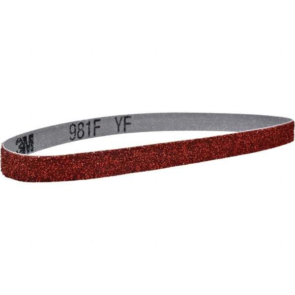 3M - 1/2" Wide x 24" OAL, 36 Grit, Ceramic Abrasive Belt - Ceramic, Coated, YF Weighted Cloth Backing, Series 981F - First Tool & Supply