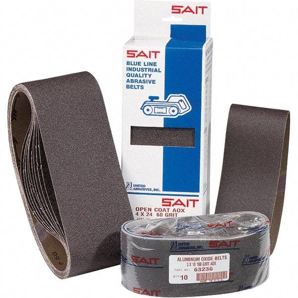 Sait - 3/4" Wide x 18" OAL, 50 FEPA Grit, Aluminum Oxide Abrasive Belt - Aluminum Oxide, Coarse, Coated, X Weighted Cloth Backing, Dry, Series 1A-X - First Tool & Supply