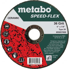 Metabo - 5" Diam, 7/8" Hole, 36 Grit Ceramic Alumina Fiber Disc - First Tool & Supply