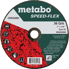 Metabo - 7" Diam, 7/8" Hole, 36 Grit Ceramic Alumina Fiber Disc - First Tool & Supply