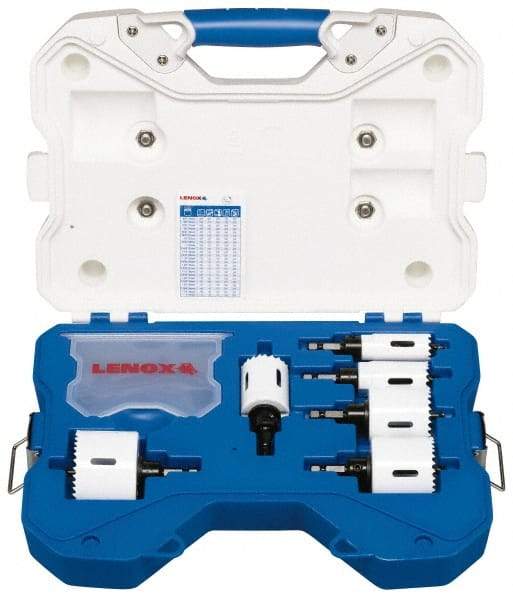 Lenox - 26 Piece, 3/4" to 2-1/2" Saw Diam, Electrician's Hole Saw Kit - Bi-Metal, Includes 6 Hole Saws - First Tool & Supply