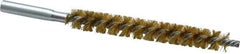 Schaefer Brush - 4" Brush Length, 1/2" Diam, Double Stem, Single Spiral Tube Brush - 6-1/4" Long, Brass, 12-24 Female Connection - First Tool & Supply