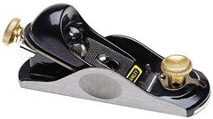 Stanley - 6-3/8" OAL, 1-5/8" Blade Width, Block Plane - High Carbon Steel Blade, Cast Iron Body - First Tool & Supply