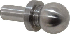 Jergens - 1/2" Ball Diam, 1/4" Shank Diam, Steel Inspection Tooling Ball - Slip-Fit Shank, 15/16" Ball Center to Shank Bottom, 0.4" Ball Center to Shoulder Bottom, with Shoulder - First Tool & Supply