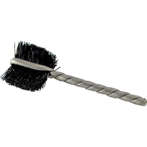 Brush Research Mfg. - 4 Rows x 19 Columns Nylon Scratch Brush - 5-3/4" Brush Length, 13-3/4" OAL, 1 Trim Length, Wood Curved Back Handle - First Tool & Supply