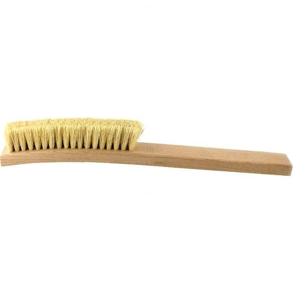 Brush Research Mfg. - 4 Rows x 18 Columns Tampico Scratch Brush - 5-3/4" Brush Length, 13-3/4" OAL, 1 Trim Length, Wood Curved Back Handle - First Tool & Supply