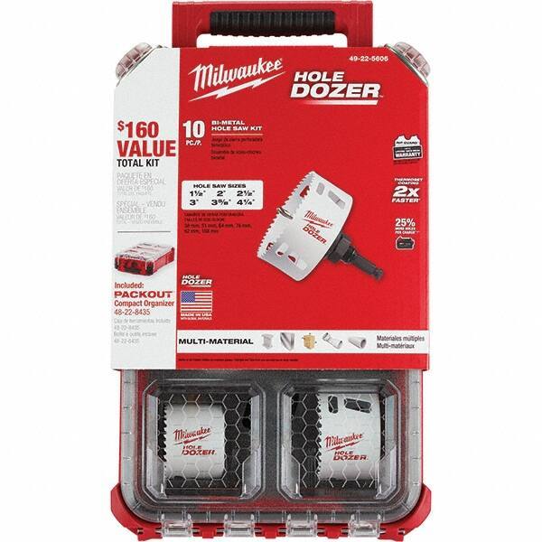 Milwaukee Tool - Hole Saw Kits Minimum Saw Diameter (Inch): 1-1/2 Maximum Saw Diameter (Inch): 4-1/4 - First Tool & Supply