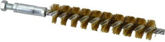 Schaefer Brush - 4" Brush Length, 3/4" Diam, Double Stem, Single Spiral Tube Brush - 6-1/4" Long, Brass, 1/4-28 Male Connection - First Tool & Supply