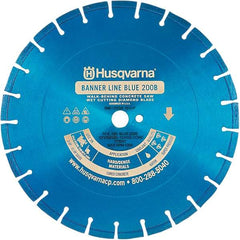 Husqvarna - 18" Diam, 1" Arbor Hole Diam, Continuous Edge Tooth Wet & Dry Cut Saw Blade - Diamond-Tipped, General Purpose Action, Standard Round Arbor - First Tool & Supply