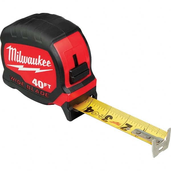 Milwaukee Tool - 40' x 1-5/16" Yellow/Black Blade Tape Measure - First Tool & Supply