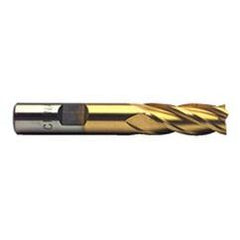 1/2 Dia. x 3-1/4 Overall Length 4-Flute Square End High Speed Steel SE End Mill-Round Shank--TiN - First Tool & Supply