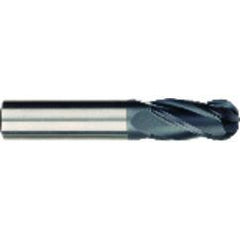 3/8 x 3/8 x 1 x 2-1/2 OAL 4 Flute Ball Nose Carbide End Mill - Round Shank-AlCrN Coated - First Tool & Supply