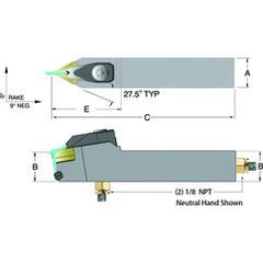 ADDPNN16-3D - 1 x 1" Neutral Toolholder - First Tool & Supply