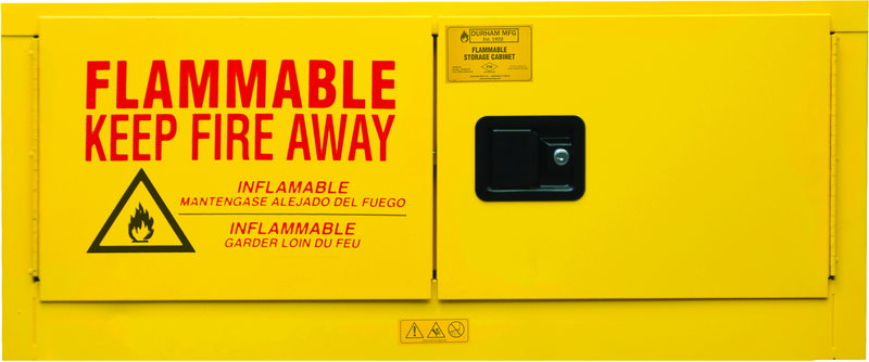 12 Gallon - All Welded - FM Approved - Flammable Safety Cabinet with Legs - Manual Doors - 1 Shelf - Safety Yellow - First Tool & Supply