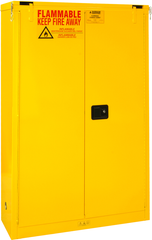 45 Gallon - All Welded - FM Approved - Flammable Safety Cabinet - Self-closing Doors - 2 Shelves - Safety Yellow - First Tool & Supply
