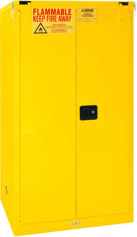 60 Gallon - All Welded - FM Approved - Flammable Safety Cabinet - Self-closing Doors - 2 Shelves - Safety Yellow - First Tool & Supply