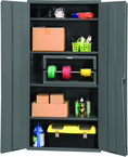 36"W - 16 Gauge - Lockable Cabinet - 4 Adjustable Shelves - Flush Door Style - Gray - First Tool & Supply