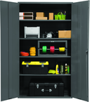 48"W - 16 Gauge - Lockable Shelf Cabinet - 4 Adjustable Shelves - Flush Door Style - Gray - First Tool & Supply