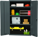 36"W - 16 Gauge - Lockable Shelf Cabinet - 3 Adjustable Shelves - Flush Door Style - Gray - First Tool & Supply