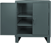 36"W - 14 Gauge - Lockable Shelf Cabinet - 2 Adjustable Shelves - Recessed Door Style - Gray - First Tool & Supply