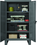 36"W - 14 Gauge - Lockable Shelf Cabinet - 3 Adjustable Shelves - Recessed Door Style - Gray - First Tool & Supply