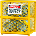 30"W - All Welded - Angle Iron Frame with Mesh Side - Horizontal Gas Cylinder Cabinet - 1 Shelf - Magnet Door - Safety Yellow - First Tool & Supply
