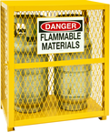 30 x 20 x 33-1/2" - All Welded - Angle Iron Frame with Mesh Side - Horizontal/Vertical Gas Cylinder Cabinet - Magnet Doors - Safety Yellow - First Tool & Supply