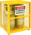 30"W - All Welded - Angle Iron Frame with Mesh Side - Vertical Gas Cylinder Cabinet - Magnet Door - Safety Yellow - First Tool & Supply