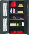 36"W - 14 Gauge - Lockable Ventilated Cabinet - 4 Adjustable Shelves - Flush Door Style - Gray - First Tool & Supply