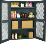 48"W - 14 Gauge - Lockable Cabinet - 3 Adjustable Shelves - Flush Door Style - Gray - First Tool & Supply