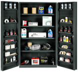 48"W - 14 Gauge - Lockable Cabinet - 4 Adjustable Shelves - 14 Door Shelves - Deep Door Style - Gray - First Tool & Supply