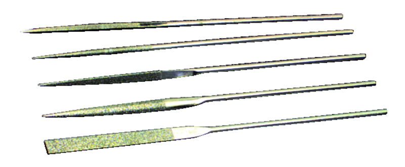 5 Pc. 2-3/4" Diamond Length - 5-1/2" OAL - 150 Grit - Diamond Needle File Set - First Tool & Supply