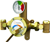 Guardian tempering valve blends hot and cold water to deliver tepid water. Flow capacity is 3.0 to 34 GPM, for use with a single emergency shower, or multiple eyewash, eye/face wash, eyewash/drench hose or drench hose units. - First Tool & Supply