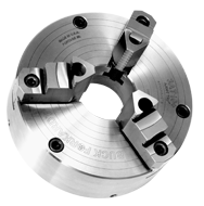 Ajust-Tru+ Universal Chuck - 4" Plain Mount; 3-Jaw; Solid Jaw - First Tool & Supply