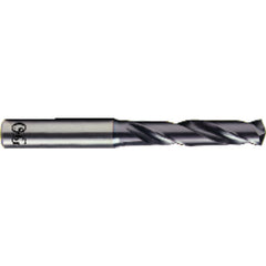 9.6 mm Dia. x #35 Shank × 47 mm Flute Length × 89 mm OAL, 3xD, TiAlN, 2xD Flute, Coolant Thru, H6 Solid Carbide Drill - Exact Industrial Supply