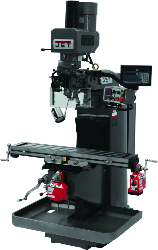 JTM-949EVS Mill With 3-Axis Newall DP700 DRO (Quill) With X and Y-Axis Powerfeeds and Air Powered Draw Bar - First Tool & Supply