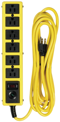 6 Outlet - Black/Yellow - Surge Protector/Circuit Breaker - First Tool & Supply