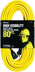 80' Ext. Cord Extra HD 1-Outlet- Neon High Visibility - First Tool & Supply