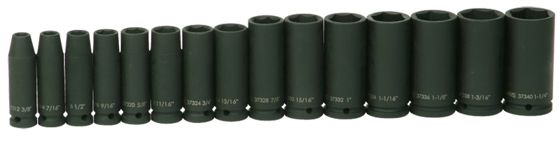 14 Piece - #9379085 - 3/8 to 1-1/4" - 1/2" Drive - 6 Point - Deep Impact Socket Set - First Tool & Supply