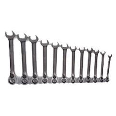 Snap-On/Williams Reverse Ratcheting Wrench Set -- 12 Pieces; 12PT Chrome Plated; Includes Sizes: 8; 9; 10; 11; 12; 13; 14; 15; 16; 17; 18; 19mm; 5° Swing - First Tool & Supply